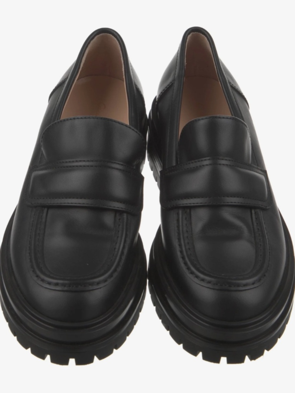 Gianvito Rossi Womens Argo Black Leather Classic Slip-On Loafer Flats Size 35